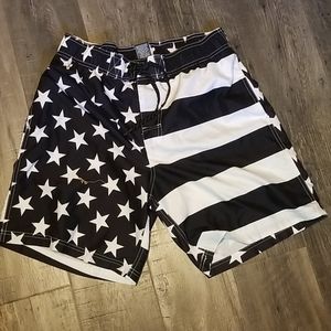 Black and white swim trunks